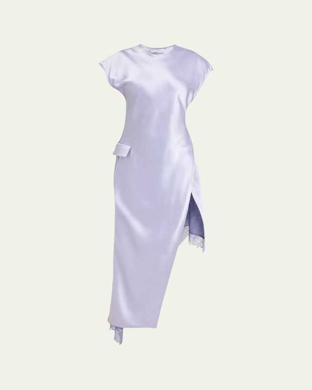 Asymmetric Lace Trim Layered Dress